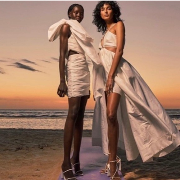 Helen O'Connor Super Nova Modern Strappy Cutouts Voluminous Maxi Dress Gown - Picture 2 of 5